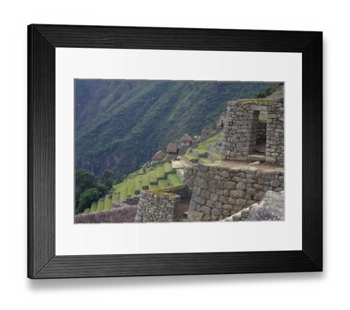 Framed Print : SA, Peru, Machu Picchu Stone walls and terraces of ruin high in Andes Mountains