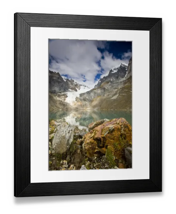 Framed Print : colorful rocks at Lake Quesillococha, Glacier Carnicero, Cordillera Huayhuish, Reserve Zone Framed Print : colorful rocks at Lake Quesillococha, Glacier Carnicero, Cordillera Huayhuish, Reserve Zone