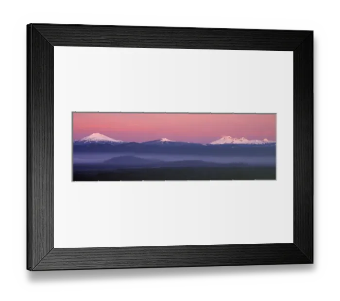 Framed Print : USA, Oregon, Cascades Range. The pink blanket of sunrise warms the Oregon Cascades