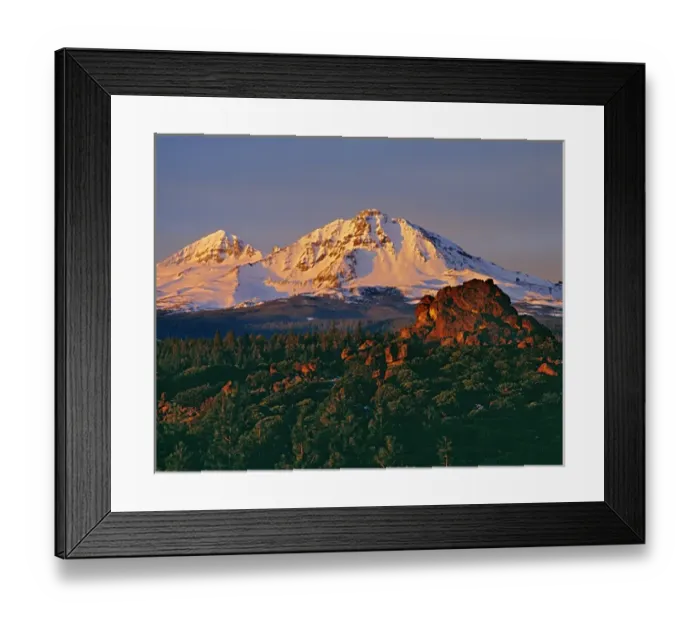 Framed Print : First light gives delicate color to the Middle and North Sister in the Oregon Cascades Framed Print : First light gives delicate color to the Middle and North Sister in the Oregon Cascades