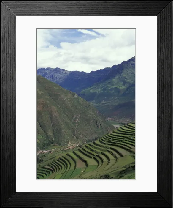 Framed Print : SA, Peru, Urubamba Valley, ruins of Picas Fields terraced by the Incas, ruins of Picac Framed Print : SA, Peru, Urubamba Valley, ruins of Picas Fields terraced by the Incas, ruins of Picac