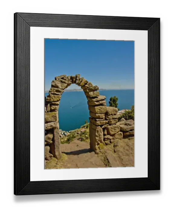 Framed Print : Arched gateway on the island of Taquile in Lake Titicaca, Peru Framed Print : Arched gateway on the island of Taquile in Lake Titicaca, Peru