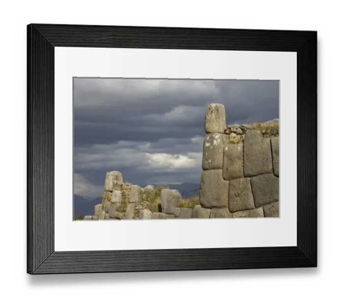 Framed Print : Sacsayhuaman, Inca ruins of military and religious significance. Walls are made Framed Print : Sacsayhuaman, Inca ruins of military and religious significance. Walls are made