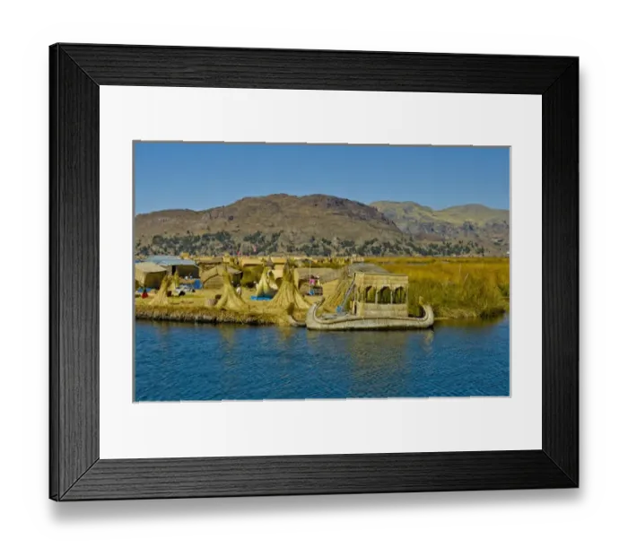 Framed Print : Reed boats of the Uros Islands (Islas Uros) ply the calm waters of lake Titicaca, Peru Framed Print : Reed boats of the Uros Islands (Islas Uros) ply the calm waters of lake Titicaca, Peru