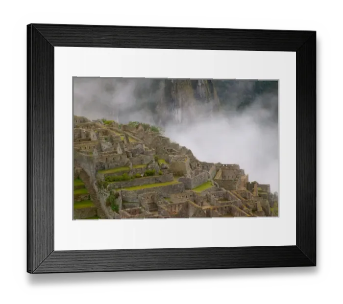 Framed Print : Ancient ruins of Machu Picchu with Andes Mountain, Peru