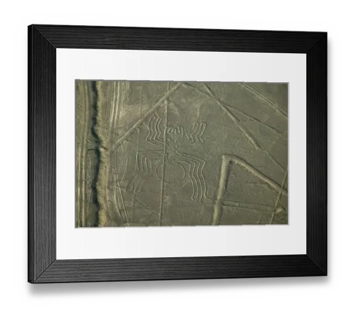 Framed Print : Aerial view of spider drawing, Nazca Lines, Peru Framed Print : Aerial view of spider drawing, Nazca Lines, Peru