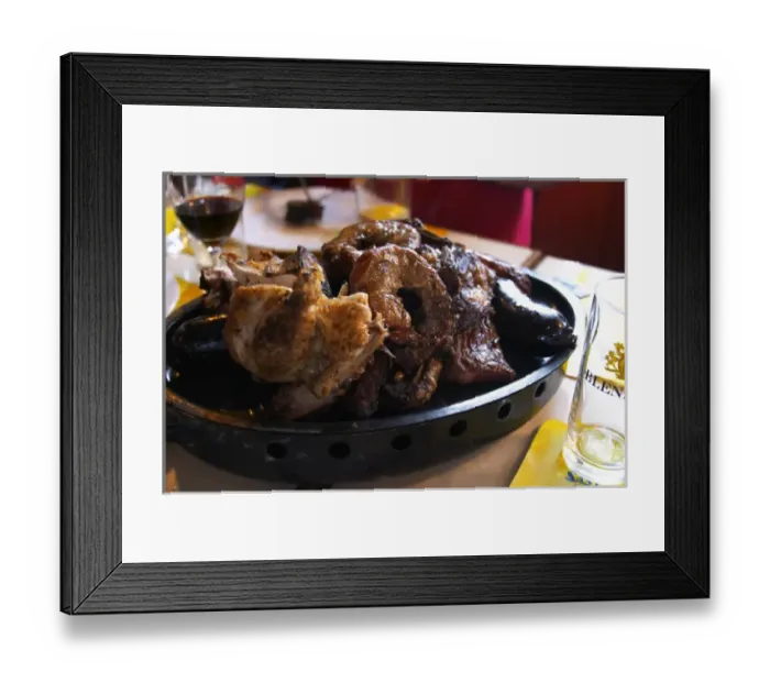 Framed Print : A dish of typical Uruguay barbecue with chicken, pork, beef, sausages, sweetbread Framed Print : A dish of typical Uruguay barbecue with chicken, pork, beef, sausages, sweetbread