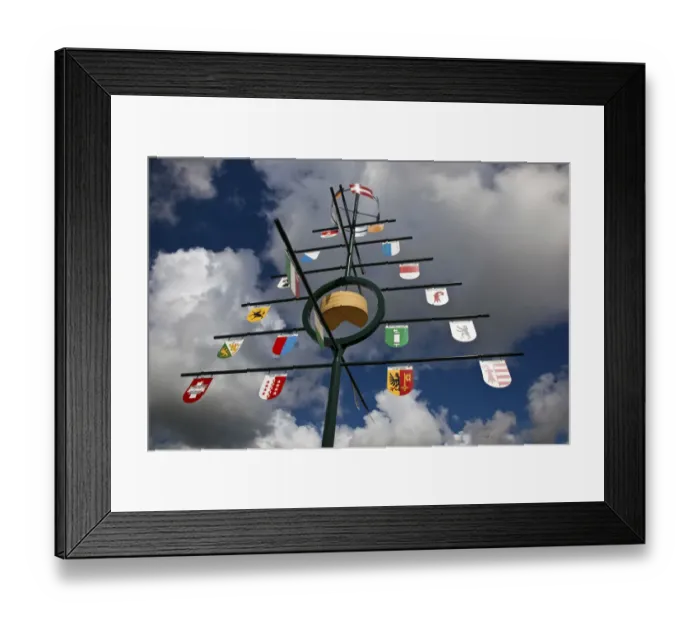 Framed Print : URUGUAY, Colonia Department, Nueva Helvecia. Markers of Swiss cantons (regions) of Framed Print : URUGUAY, Colonia Department, Nueva Helvecia. Markers of Swiss cantons (regions) of
