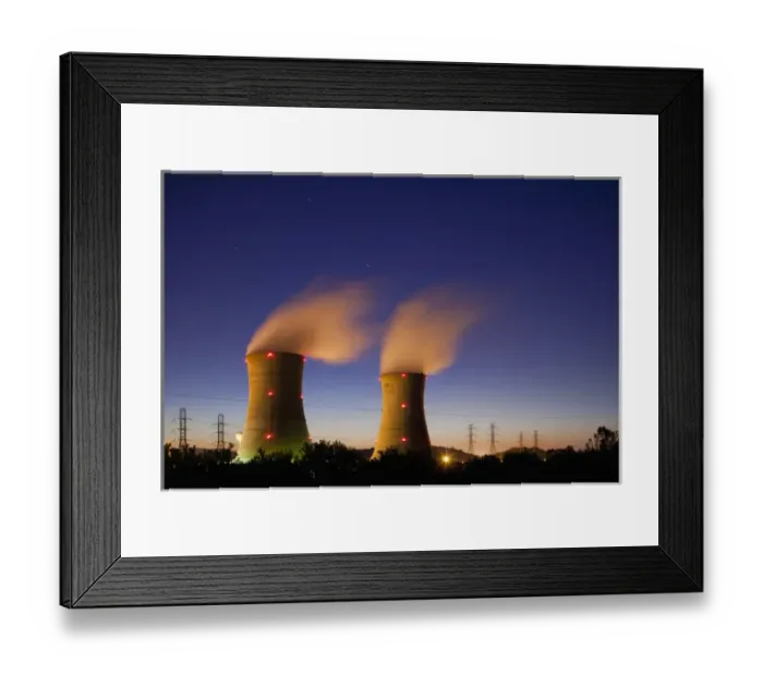 Framed Print : USA, Pennsylvania, Middletown, Steam vents from cooling towers at Three Mile Island