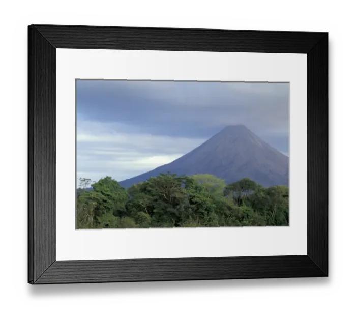 Framed Print : Central America, Costa Rica, Arenal Volcano. Rainforest beneath Arenal (erupting
