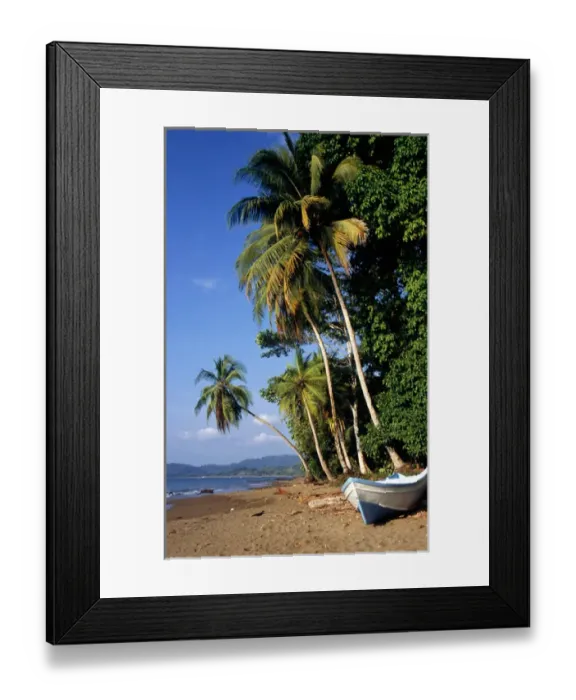 Framed Print : Marenco, Osa Peninsula, Costa Rica. Unspoilt palm fringed beach with freshly painted blue Framed Print : Marenco, Osa Peninsula, Costa Rica. Unspoilt palm fringed beach with freshly painted blue