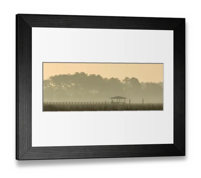 Framed Print : United States; South Carolina; Ace Basin National Estuarine Research Reserve, boardwalk in fog Framed Print : United States; South Carolina; Ace Basin National Estuarine Research Reserve, boardwalk in fog