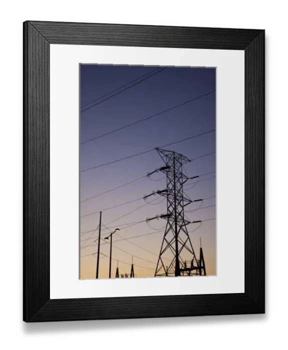 Framed Print : USA, Alabama, Florence. Wilson Lock and Dam, Electrical Power Lines, dawn Framed Print : USA, Alabama, Florence. Wilson Lock and Dam, Electrical Power Lines, dawn