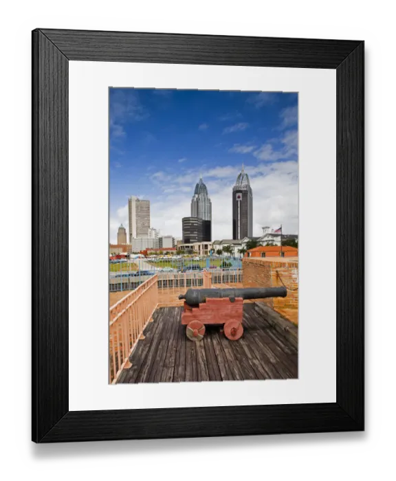 Framed Print : USA, Alabama, Mobile. Fort Conde, b. 1711, and skyline Framed Print : USA, Alabama, Mobile. Fort Conde, b. 1711, and skyline