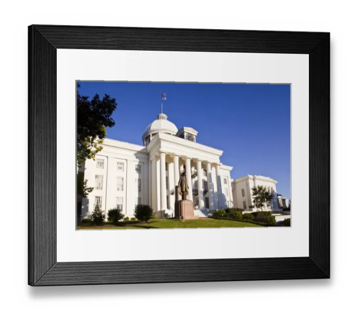 Framed Print : USA, Alabama, Montgomery. Alabama State Capitol, b. 1851. late afternoon Framed Print : USA, Alabama, Montgomery. Alabama State Capitol, b. 1851. late afternoon