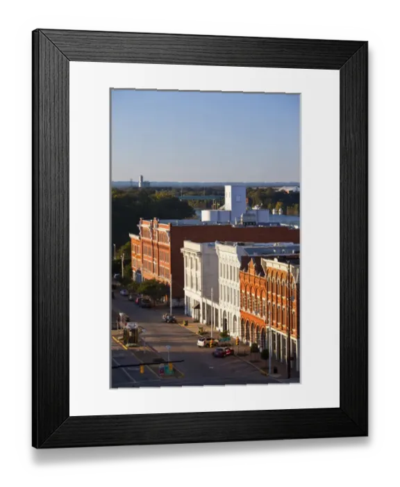 Framed Print : USA, Alabama, Montgomery. High angle view of buildings on Commerce Street Framed Print : USA, Alabama, Montgomery. High angle view of buildings on Commerce Street