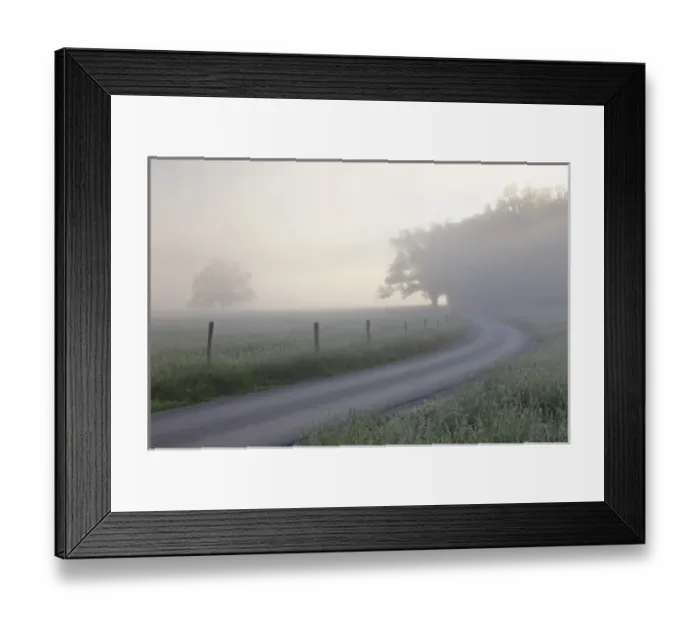 Framed Print : Sunrise on foggy frosty morning, Cades Cove, Great Smoky Mountains National Park