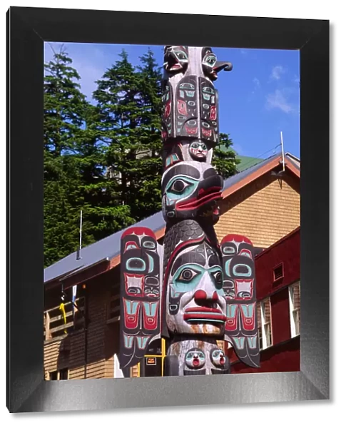 A Tlingit totem pole in Ketchikan, Alaska