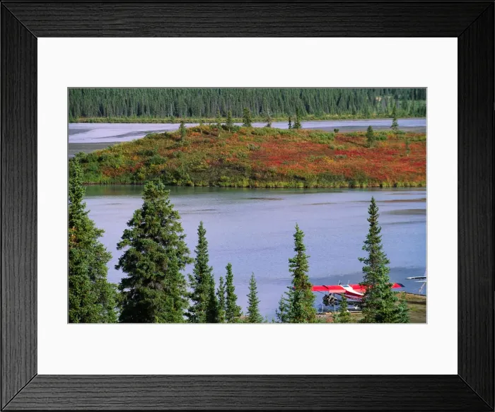 Framed Print : Small planes are a common mode of transportation in interior Alaska