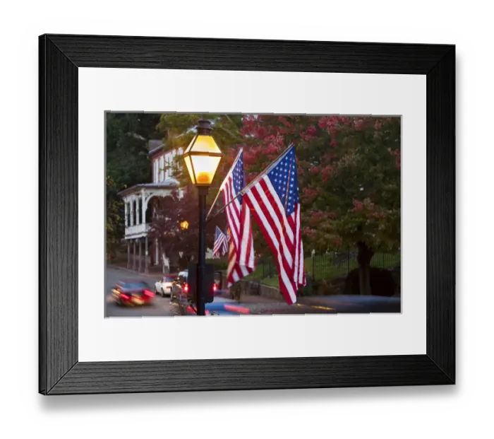 Framed Print : USA, Tennessee, Jonesborough. Oldest town in Tennessee, Main Street, US flags Framed Print : USA, Tennessee, Jonesborough. Oldest town in Tennessee, Main Street, US flags