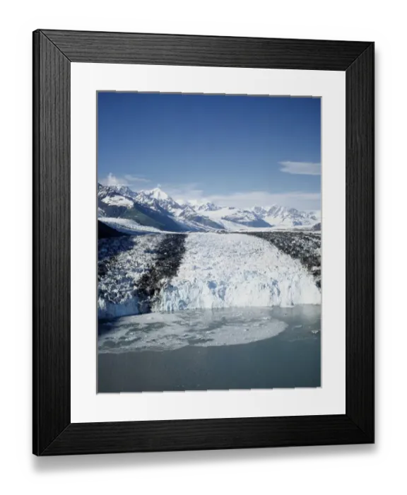 Framed Print : Aerial view or Harvard Glacier flowing out of the Chugach Mountains into College Framed Print : Aerial view or Harvard Glacier flowing out of the Chugach Mountains into College