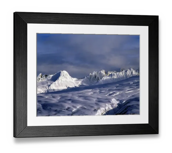 Framed Print : Late afternoon light on peaks, Chugach Mountains, Thompson Pass, Alaska Framed Print : Late afternoon light on peaks, Chugach Mountains, Thompson Pass, Alaska