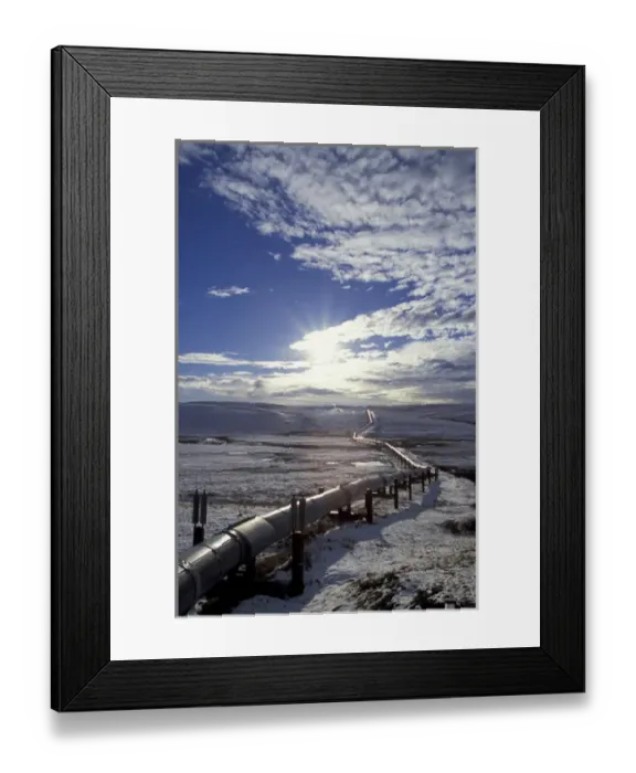 Framed Print : NA, USA, Alaska, Brooks Range, North Slope Trans-Alaska Pipeline in winter Framed Print : NA, USA, Alaska, Brooks Range, North Slope Trans-Alaska Pipeline in winter