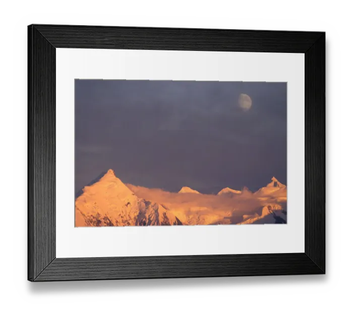 Framed Print : NA, USA, Alaska, Denali NP, Alaska Range, Mt. Silverthrone and Brooks, moon rise Framed Print : NA, USA, Alaska, Denali NP, Alaska Range, Mt. Silverthrone and Brooks, moon rise