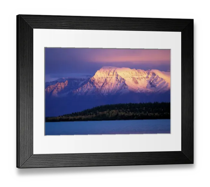 Framed Print : NA, USA, Alaska, Katmai NP, Naknek Lake with Mt. Katolinat behind lit by sunset Framed Print : NA, USA, Alaska, Katmai NP, Naknek Lake with Mt. Katolinat behind lit by sunset