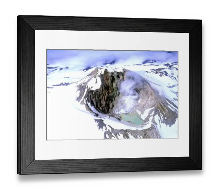 Framed Print : North America, USA, Alaska, Katmai National Park. Steam emits from the volcanic crater