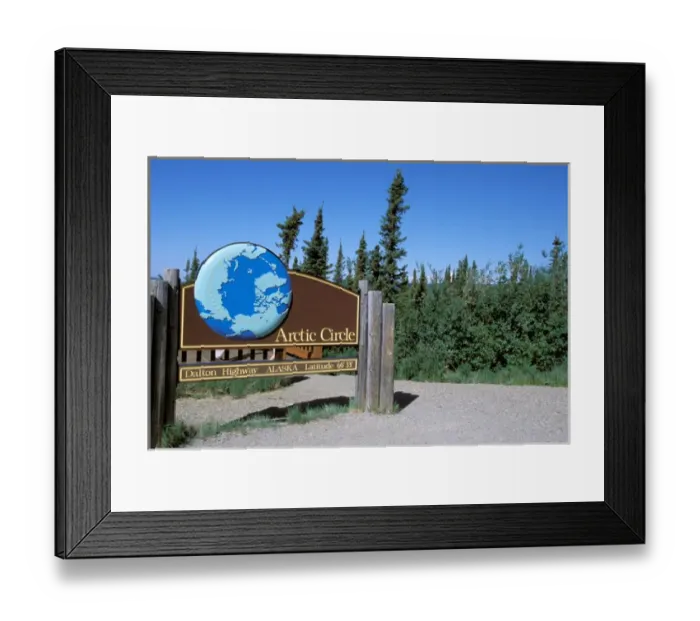 Framed Print : North America, USA, Alaska, Arctic Circle. A sign marks the arctic circle on