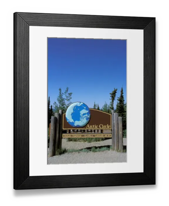 Framed Print : North America, USA, Alaska, Arctic Circle. A sign marks the arctic circle on
