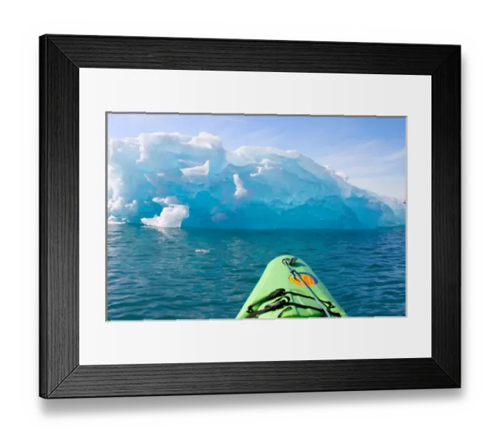 Framed Print : N. A. USA, Alaska. Kayaking near a large iceberg in and around the Columbia Glacier Framed Print : N. A. USA, Alaska. Kayaking near a large iceberg in and around the Columbia Glacier