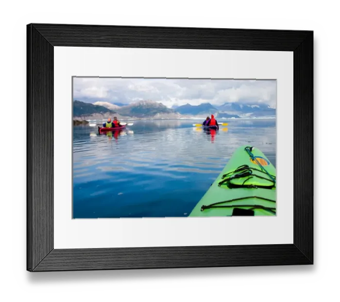 Framed Print : N. A. USA, Alaska. Tourists kayaking in and around Columbia Glacier Framed Print : N. A. USA, Alaska. Tourists kayaking in and around Columbia Glacier