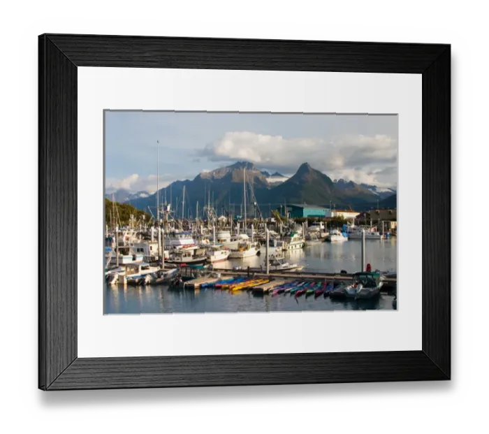 Framed Print : N. A. USA, Alaska. The boats in Valdez harbor