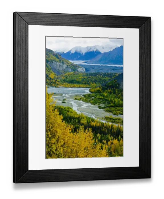 Framed Print : Exit Glacier winds its way through the Kenai Mountains in Kenai Fjords National Park