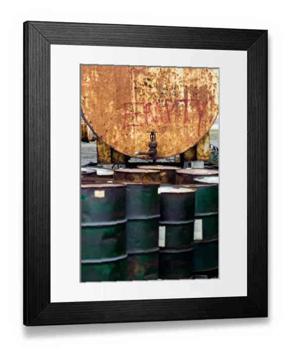Framed Print : Empty Oil Barrels in the Arctic National Wildlife Refuge, Alaska