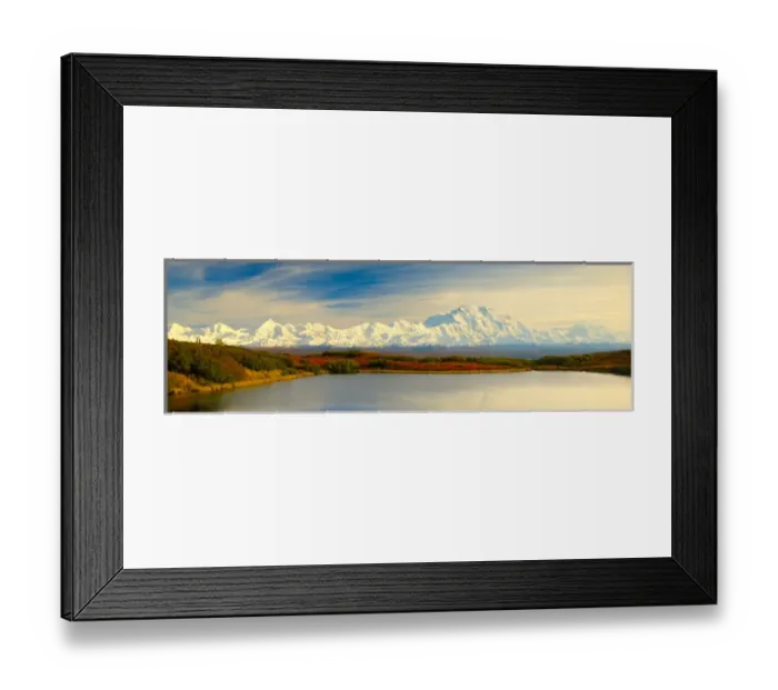 Framed Print : Alaska, Denali National Park, Panorama, Reflection Pond, Afternoon, Fall Color
