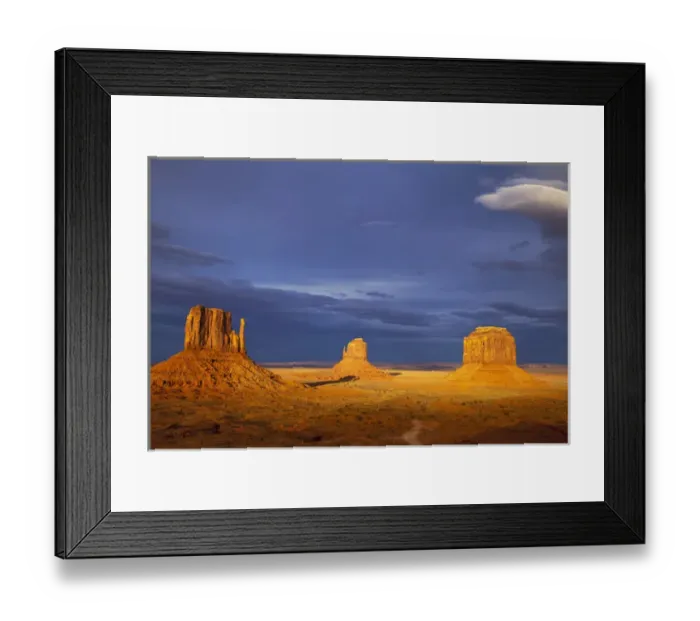Framed Print : The Mittens and Merrick Buttes at sunset in Monument Valley Navajo Tribal Park on the Arizona Framed Print : The Mittens and Merrick Buttes at sunset in Monument Valley Navajo Tribal Park on the Arizona