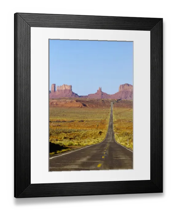 Framed Print : Highway 163 leads to Monument Valley Navajo Tribal Park on the Arizona and Utah state Framed Print : Highway 163 leads to Monument Valley Navajo Tribal Park on the Arizona and Utah state