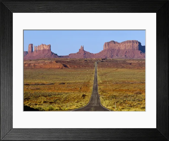 Framed Print : Highway 163 leads to Monument Valley Navajo Tribal Park on the Arizona and Utah state