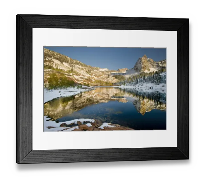 Framed Print : LaKe Blanche and Sundial Peak, early fall snow, Quartzsite rock, Twin Peaks Wilderness Framed Print : LaKe Blanche and Sundial Peak, early fall snow, Quartzsite rock, Twin Peaks Wilderness
