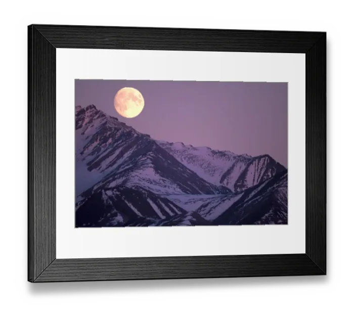 Framed Print : North America, USA, Alaska. Full moon over Gates of the Arctic National Park, Brooks range