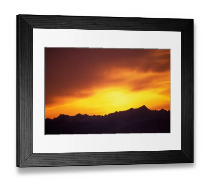 Framed Print : sunset over the Alaskan range, on the Alaskan Peninsula