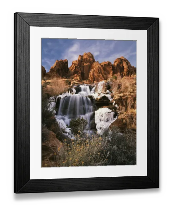 Framed Print : USA, Utah, Spanish Valley, View of frozen waterfall of Mill creek