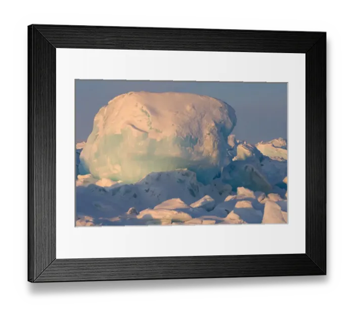 Framed Print : giant ice ball on the frozen Chuckchi Sea during spring whale hunting season, off Point Barrow
