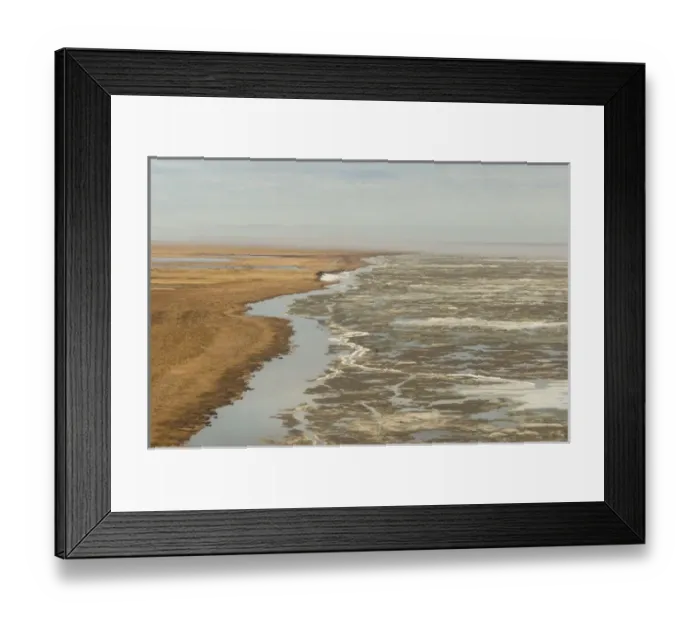 Framed Print : aerial view of spring ice breakup along the coast east of Point Barrow, National Petroleum Reserves Framed Print : aerial view of spring ice breakup along the coast east of Point Barrow, National Petroleum Reserves