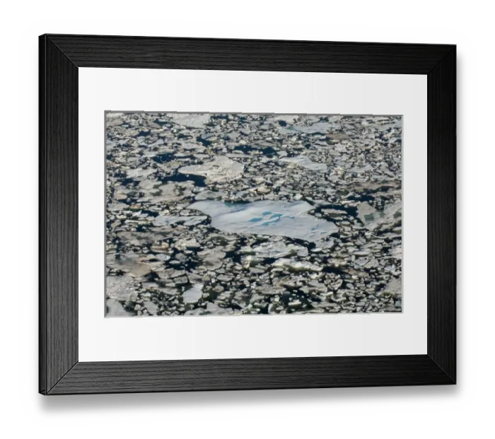 Framed Print : aerial of multi-layer ice (freshwater pans formed over the years where the salt is Framed Print : aerial of multi-layer ice (freshwater pans formed over the years where the salt is