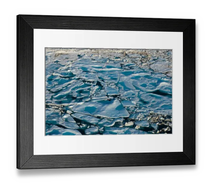 Framed Print : aerial of multi-layer ice (freshwater pans formed over the years where the salt is Framed Print : aerial of multi-layer ice (freshwater pans formed over the years where the salt is