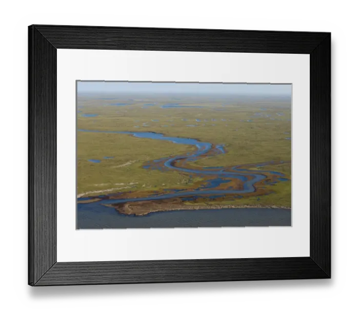 Framed Print : tundra landscape with freshwater ponds along the Arctic coast, by the Colville River